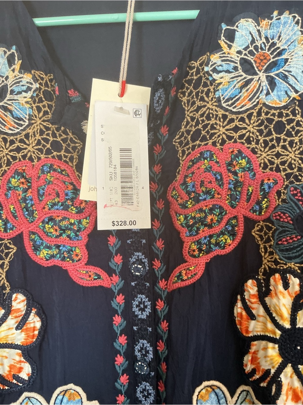 Johnny Was Navy Tunic w/drawstring Size Large BRAND NEW WITH TAGS! - Picture 8 of 9